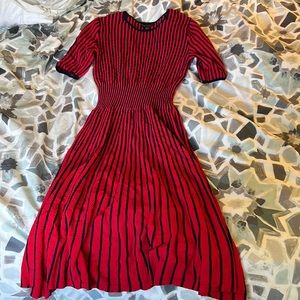 Banana Republic Red and Navy Blue striped midi dress size XS